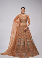 Orange Colour Wedding Wear Lehenga Choli Looking Appealing